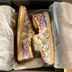 Marc by Marc Jacob Crosta Garden Floral Cream Leather Espadrilles Size EU 39.5
